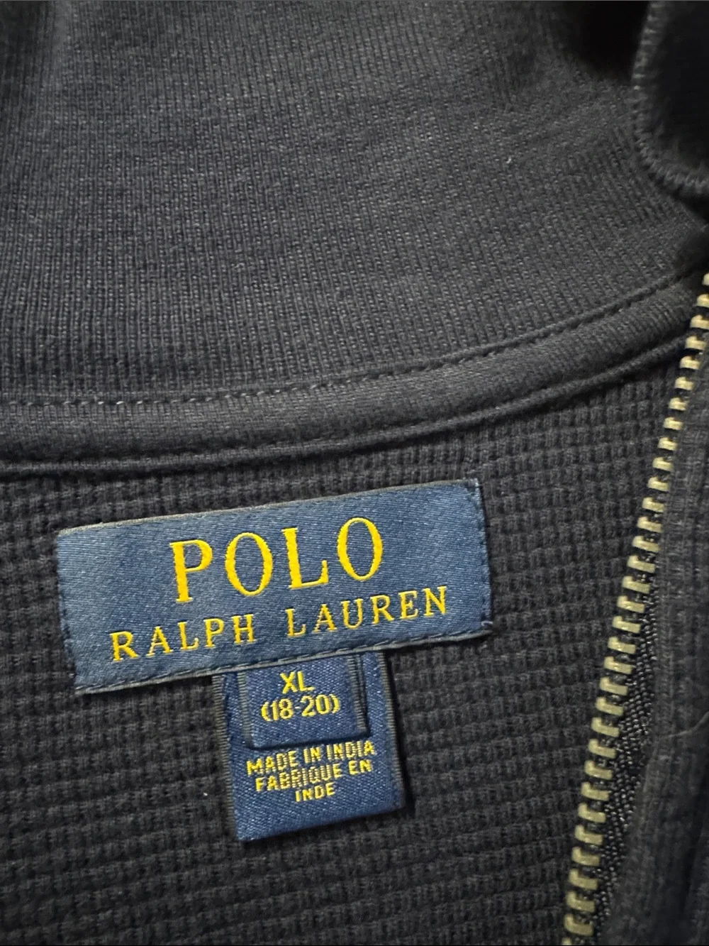 Ralph Lauren Boy’s Navy Half-Zip waffle shirt with Red Pony